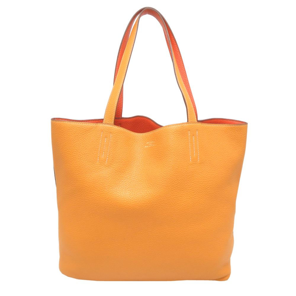 Hermes Double Sens 36 Tote Bag, Stamp Unknown, Women's, Taurillon Leather, Ye...
